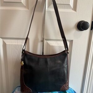 Brahmin Black and Brown Leather Shoulder Bag
